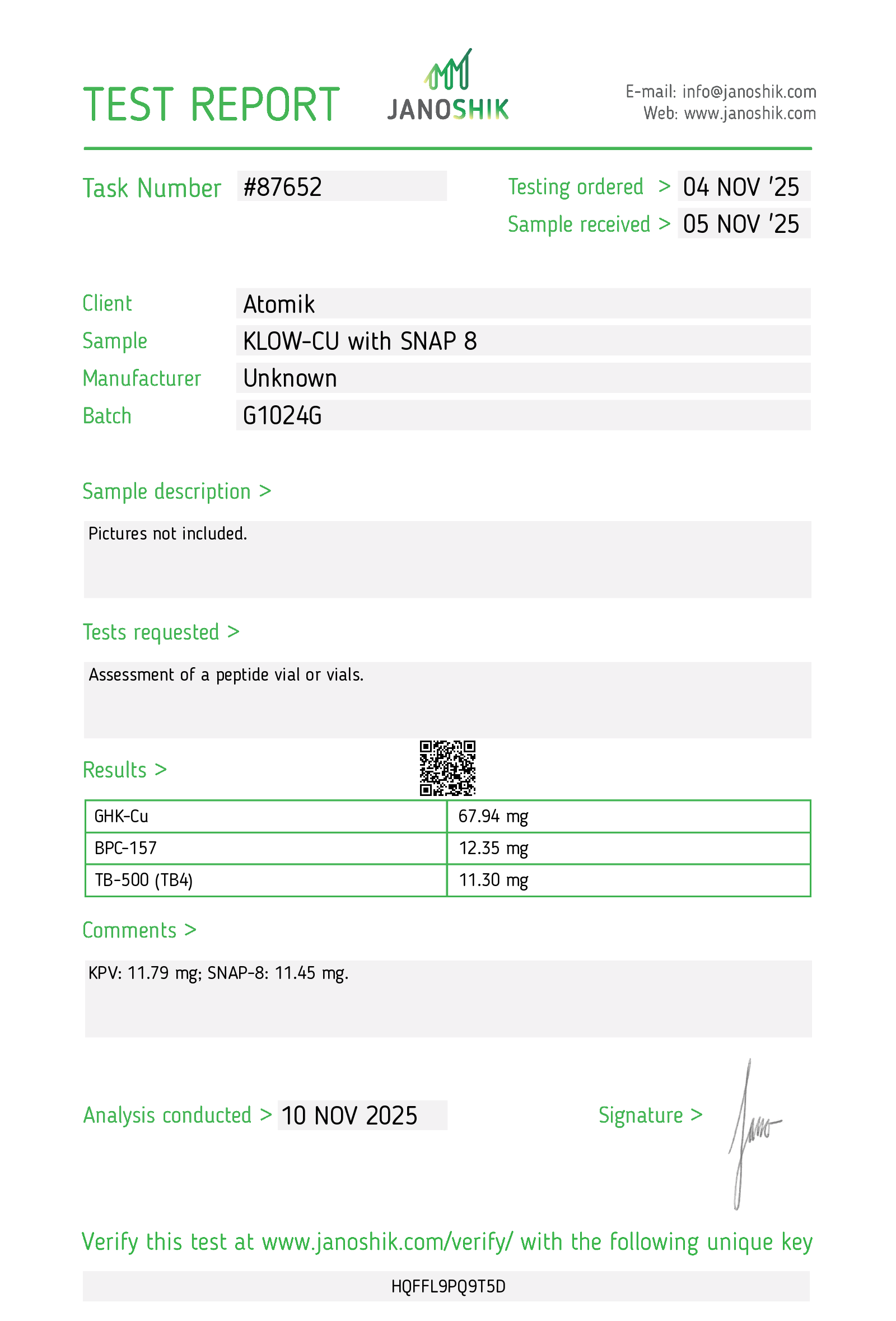 BULK PACK KLOWS-8 115mg (KLOW-CU with SNAP-8) (10 VIALS)
