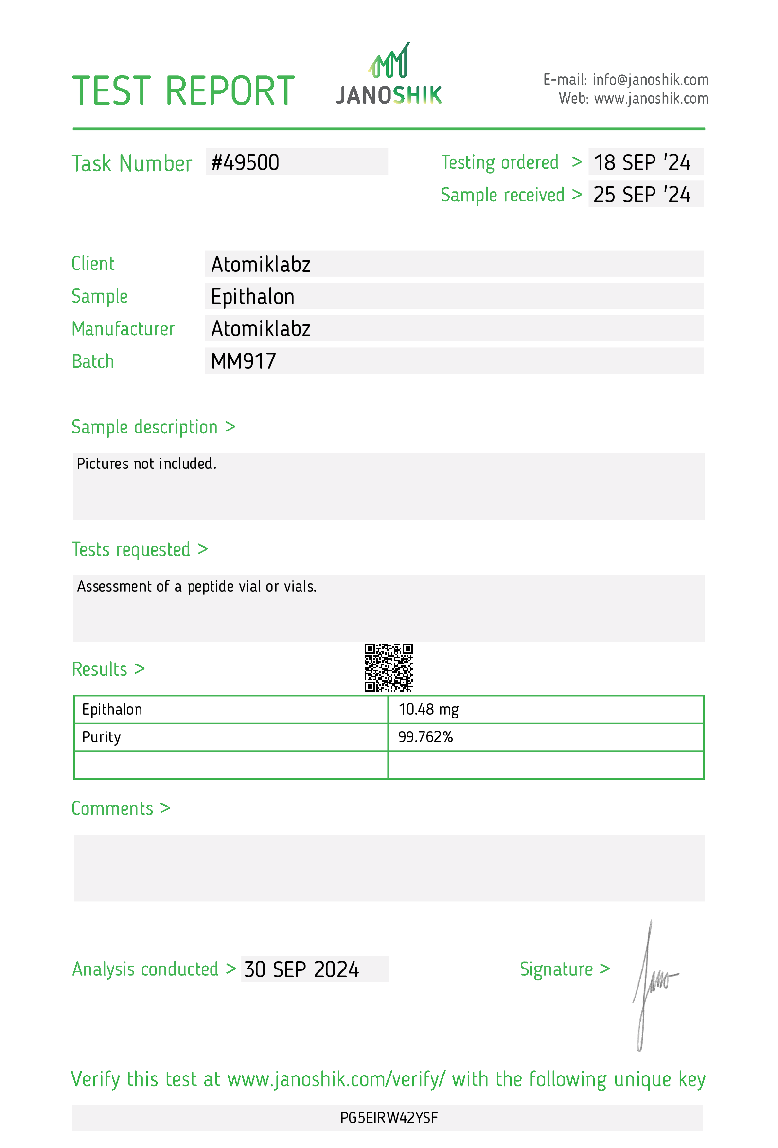 Epithalon – 10mg Epithalon – 10mg