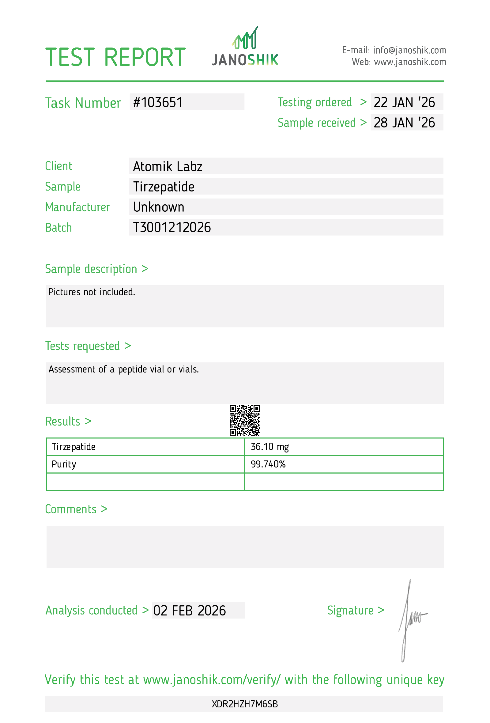 Peptide 2 (T) – 30mg (Current batch tested at 36mg)