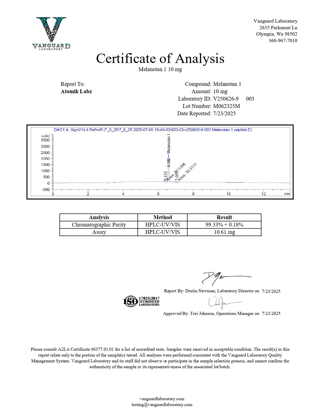 Melanotan I – 10mg (Current batch tested at 12mg) Melanotan I – 10mg (Current batch tested at 12mg)